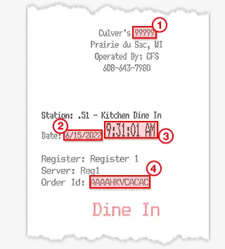 Details if you can't find culver's survey code