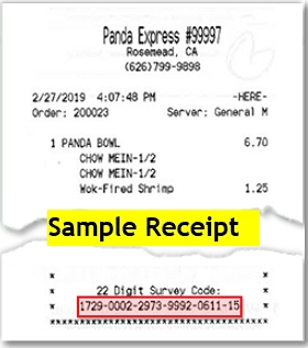 panda receipt with survey code