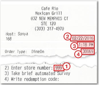 sample receipt of cafe rio
