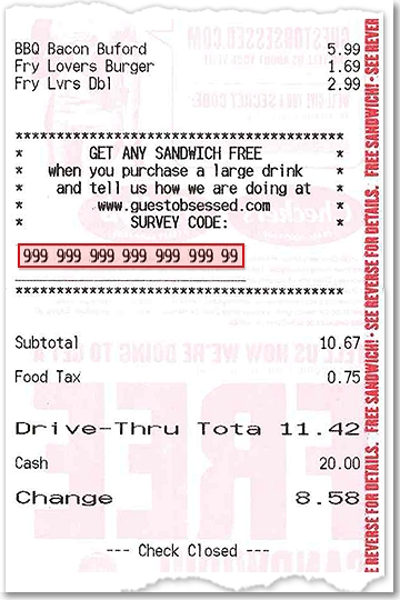checkers and rally sample receipt