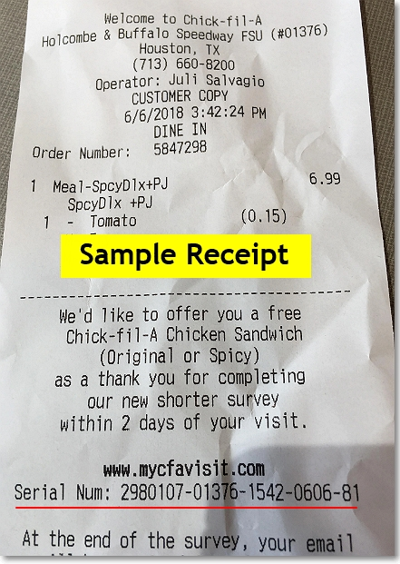 chick-fil-a receipt