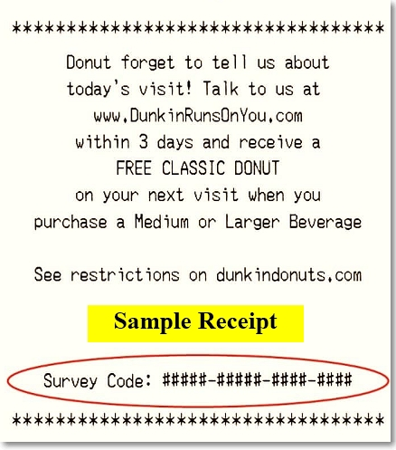dunkinrunsonyou sample receipt