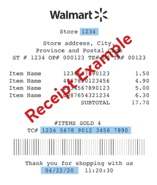 Walmart Canada receipt