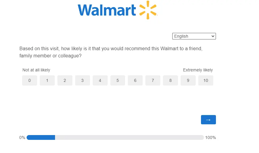 Rate your satisfaction on a recent visit to the Walmart Canada store.